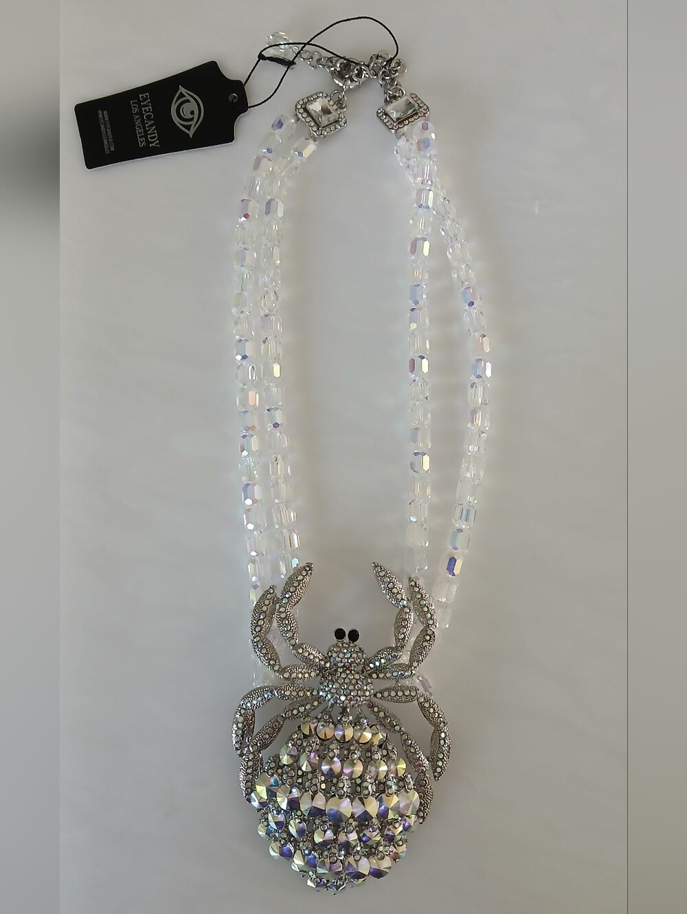Eye Candy Los Angeles Aurora Borealis Rivoli Crystal Spider Necklace